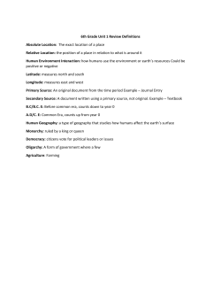 6th Grade Unit 1 Review Definitions Absolute Location: The exact