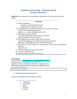 Database processing &ndash; Antelope based Version 2010.237