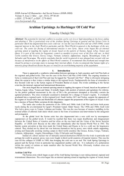 Arabian Uprisings As Harbinger Of Cold War