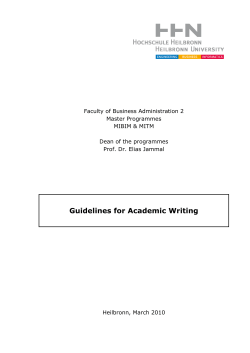 Guidelines for Academic Writing