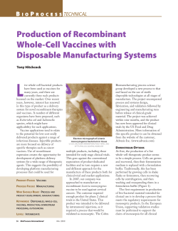 Production of Recombinant Whole-Cell Vaccines with Disposable