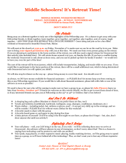 Middle Schoolers! It`s Retreat Time!