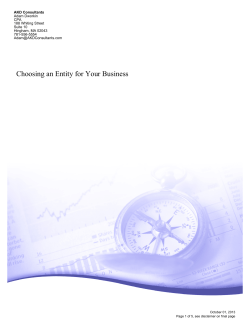 Choosing an Entity for Your Business