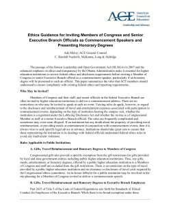 Ethics Guidance for Inviting Members of Congress and Senior
