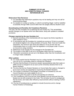 SUMMARY OF BYLAW AND CONSTITUTIONAL CHANGES