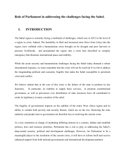 Role of Parliament in addressing the challenges facing the Sahel. I