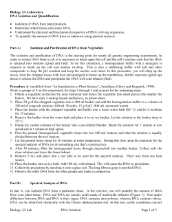 Biology 3A Lab DNA Isolation Page 1 of 5 Biology 3A Laboratory