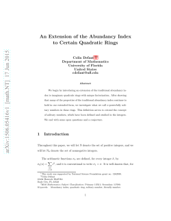 An Extension of the Abundancy Index to Certain Quadratic Rings