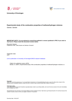 Experimental study of the combustion properties of methane
