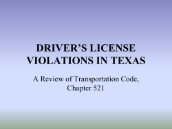 DRIVER`S LICENSE VIOLATIONS IN TEXAS