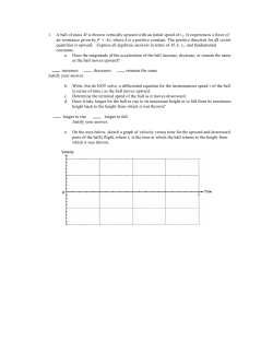 1. A ball of mass M is thrown vertically upward with an