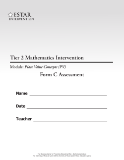 Tier 2 Mathematics Intervention Form C Assessment