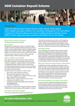 NSW Container Deposit Scheme: Consumers