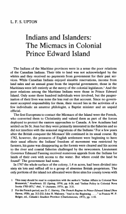 Indians and Islanders: The Micmacs in Colonial Prince Edward Island