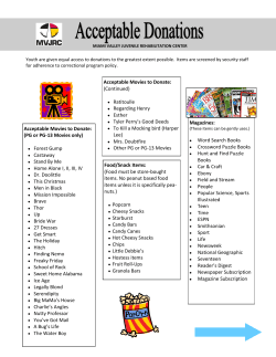 Food/Snack Items: (Food must be store