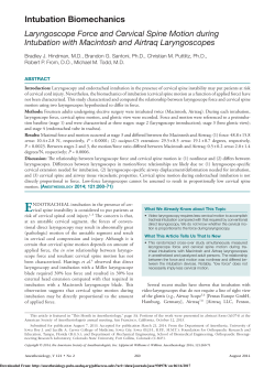 Intubation BiomechanicsLaryngoscope Force and