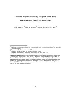 Toward the Integration of Personality Theory and Decision Theory in