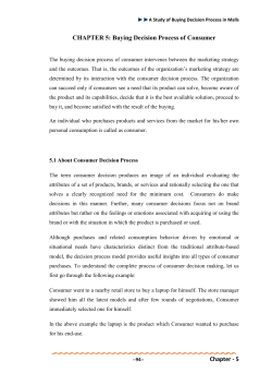 Chapter - 5 CHAPTER 5: Buying Decision Process of