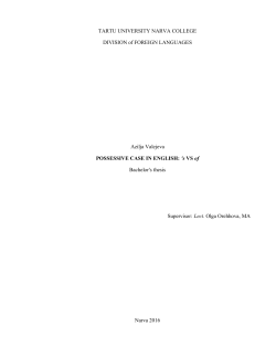 TARTU UNIVERSITY NARVA COLLEGE DIVISION of FOREIGN