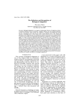 The Definition and Recognition of Biological Adaptation1