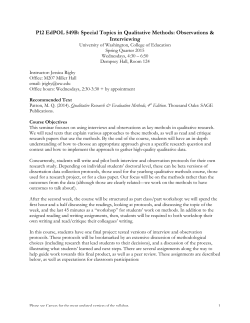 Special Topics in Qualitative Methods
