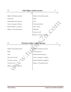 Sales ledger control account Purchases ledger control
