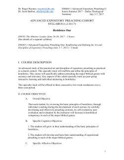 ADVANCED EXPOSITORY PREACHING COHORT SYLLABUS (v