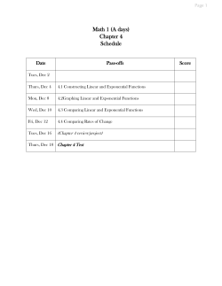 Math 1 (A days) Chapter 4 Schedule