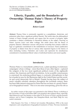 Liberty, Equality, and the Boundaries of Ownership: Thomas Paine`s
