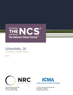 2016 Urbandale Community Livability Report