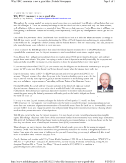 February 21, 2013 - Why FDIC insurance is not a good idea