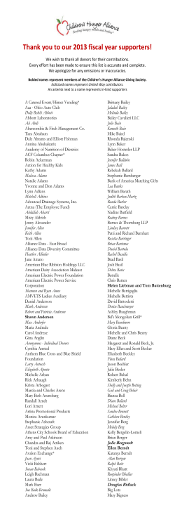 Thank you to our 2013 fiscal year supporters!
