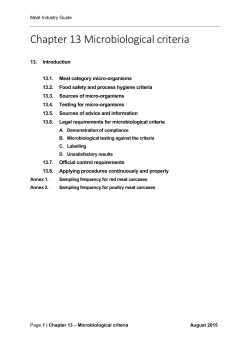 Chapter 13 Microbiological criteria