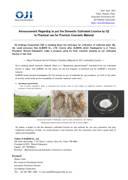 Announcement Regarding to put the Domestic Cultivated Licorice by