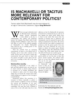 is machiavelli or tacitus more relevant for contemporary politics?