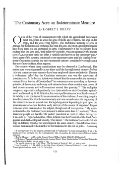 The Customary Acre: an Indeterminate Measure By ROBERT S. D