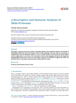 A Descriptive and Syntactic Analysis of Àhàn Pronouns