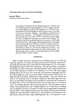 THE RISE AND FALL OF GLASS-STEAGALL Kenneth Weiher