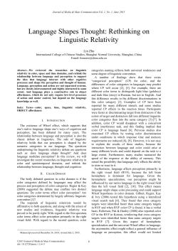 Language Shapes Thought: Rethinking on Linguistic Relativity