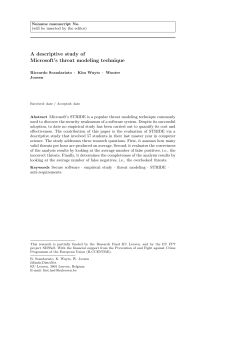 A descriptive study of Microsoft`s threat modeling