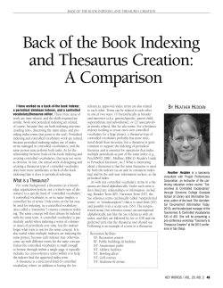 Back of the Book Indexing and Thesaurus Creation: A Comparison