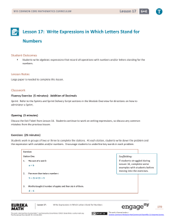 Lesson 17: Write Expressions in Which Letters Stand for Numbers