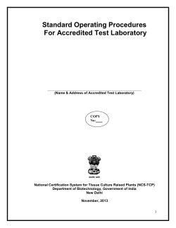 Standard Operating Procedures For Accredited Test Laboratory