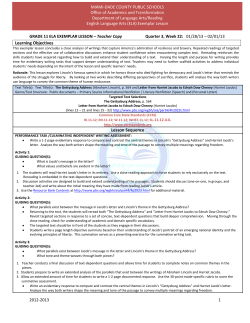 Learning Objectives Lesson Sequence