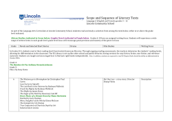 Scope and Sequence of Literary Texts