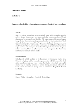 re/presenting contemporary South African embodiment