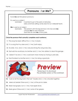 Pronouns: I or Me? - Super Teacher Worksheets