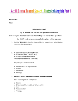 RHETORICAL ANALYSIS #1 for ACT III