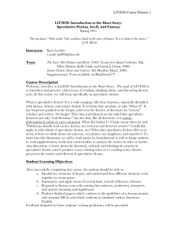 Introduction to the Short Story: Speculative Fiction, Sci