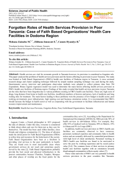 Forgotten Roles of Health Services Provision in Poor Tanzania